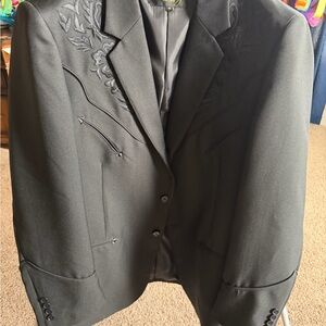 Scully Men’s Black Embroidered Western-Style Blazer